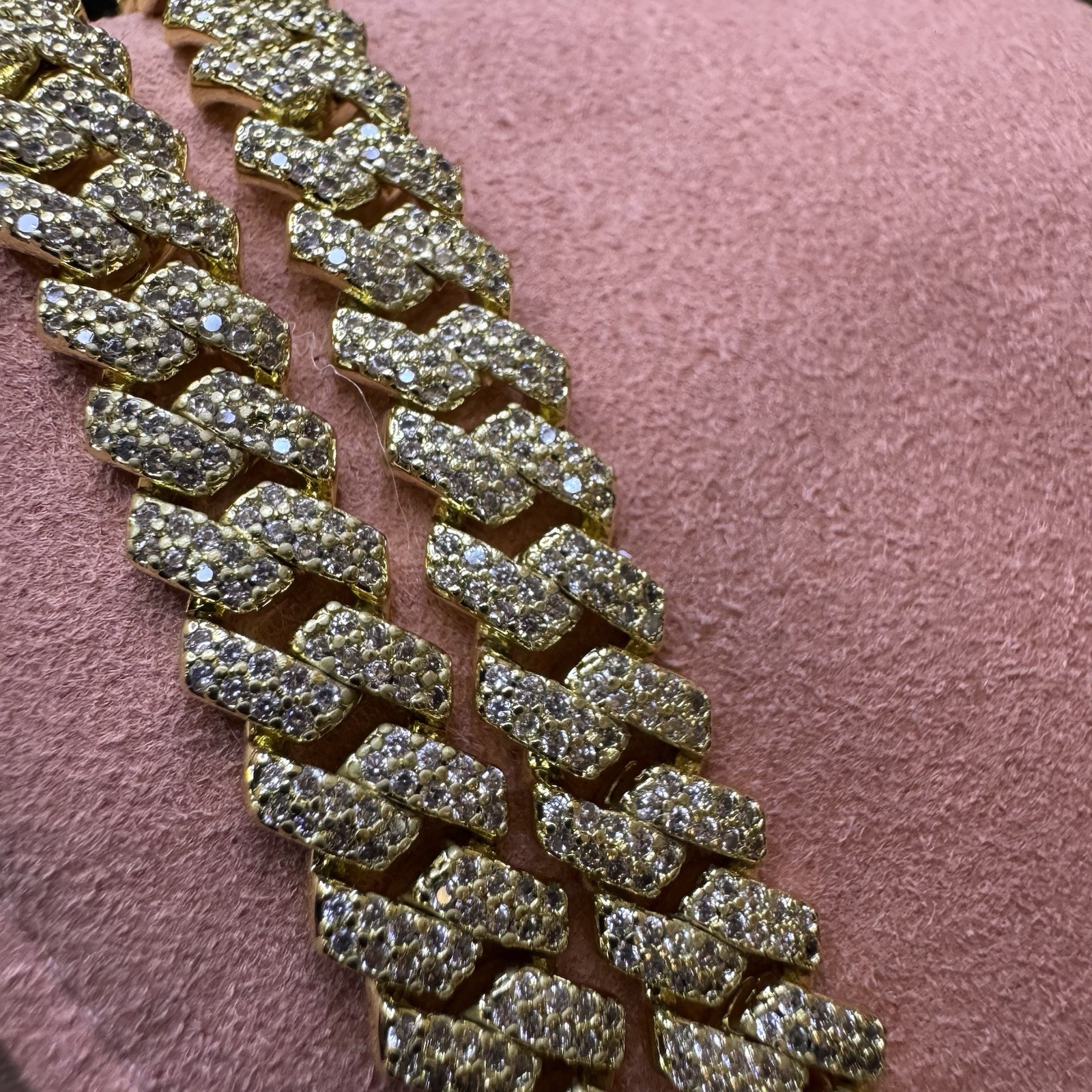 Iced out Moissanite Cuban Link Chain Necklace 20inch, 8.4mm, 14K Stamped