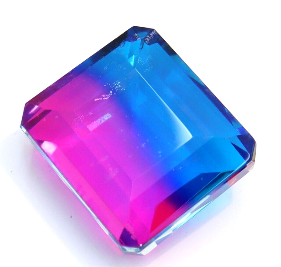 124Ct Radiant Cut Natural BI Color Tourmaline Loose Gemstone Certified Best Gift