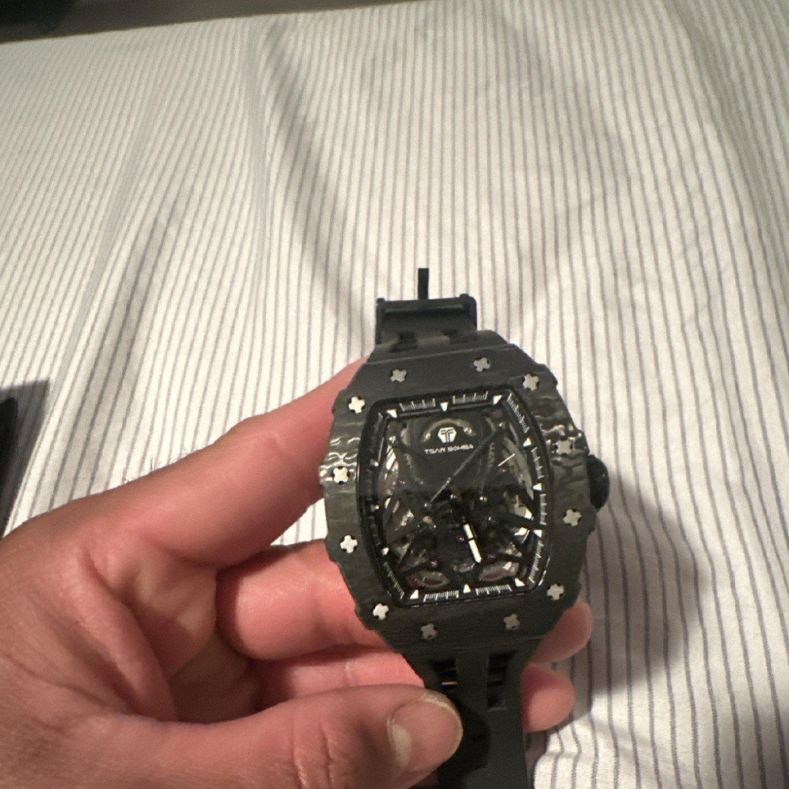 Tsar Bomba Skeleton Automatic Tonneau 45mm Carbon Fiber Black Rubber 50m
