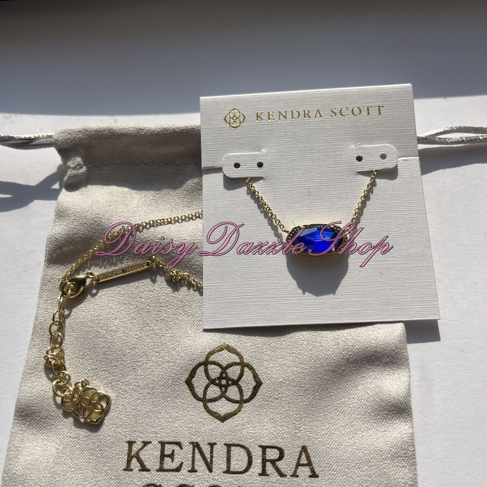 ✨Kendra Scott Elisa Pendant Necklace Cobalt Cats Eye Blue Gold September New 💙
