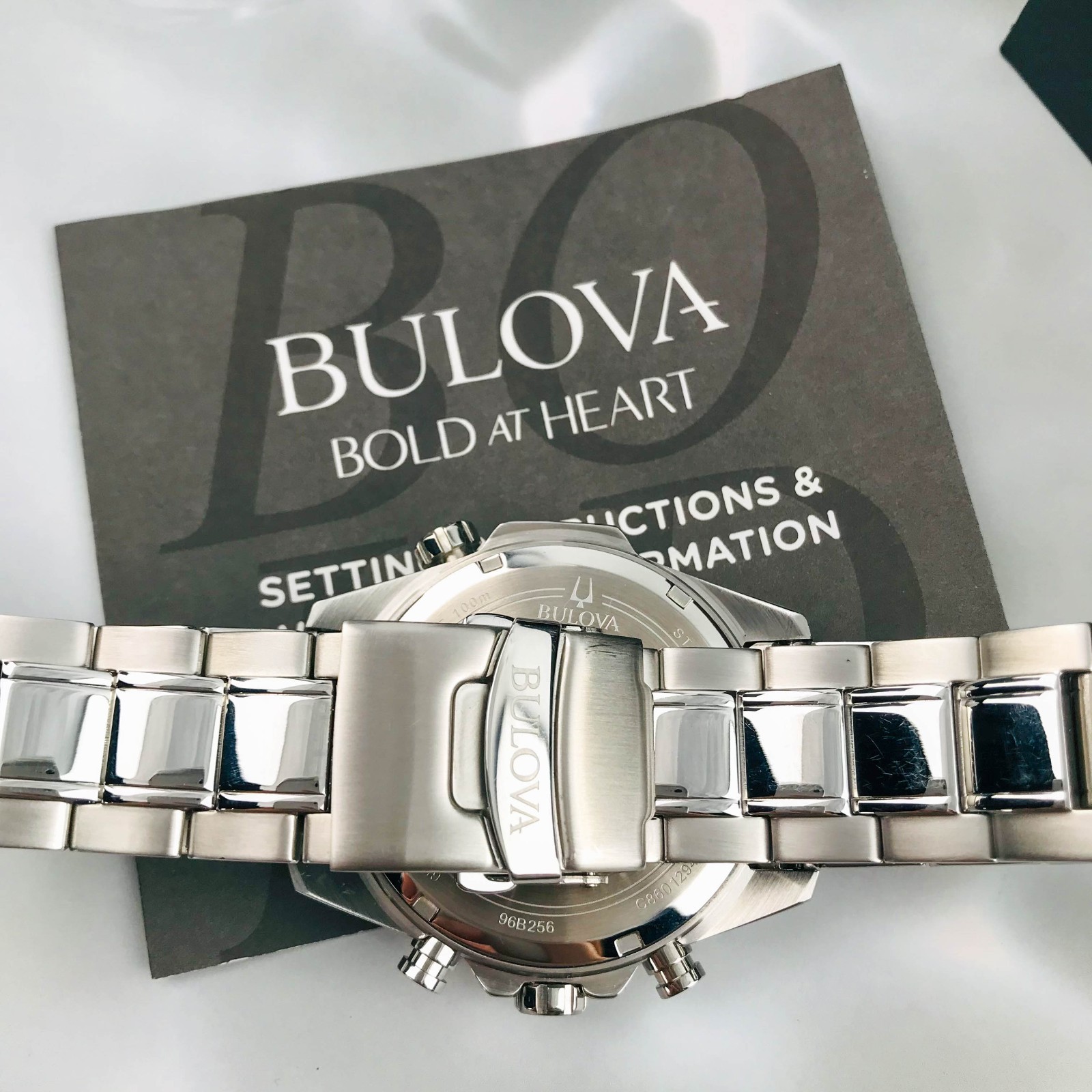 Bulova Marine Star 96B256 Blue Dial Chrono Stainless Steel Men’s Watch 43mm