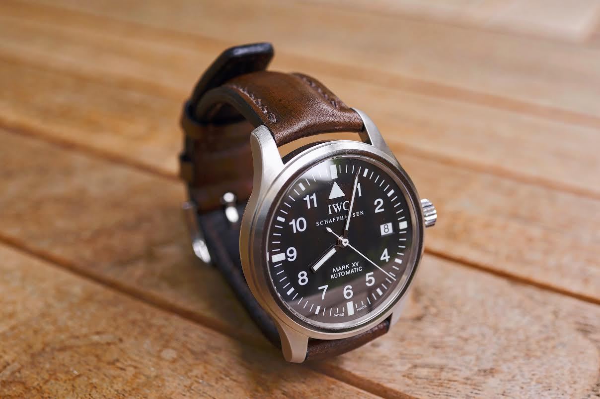 IWC Pilot Mark XV curved end leather strap watch band Made In Taiwan Cheergiant