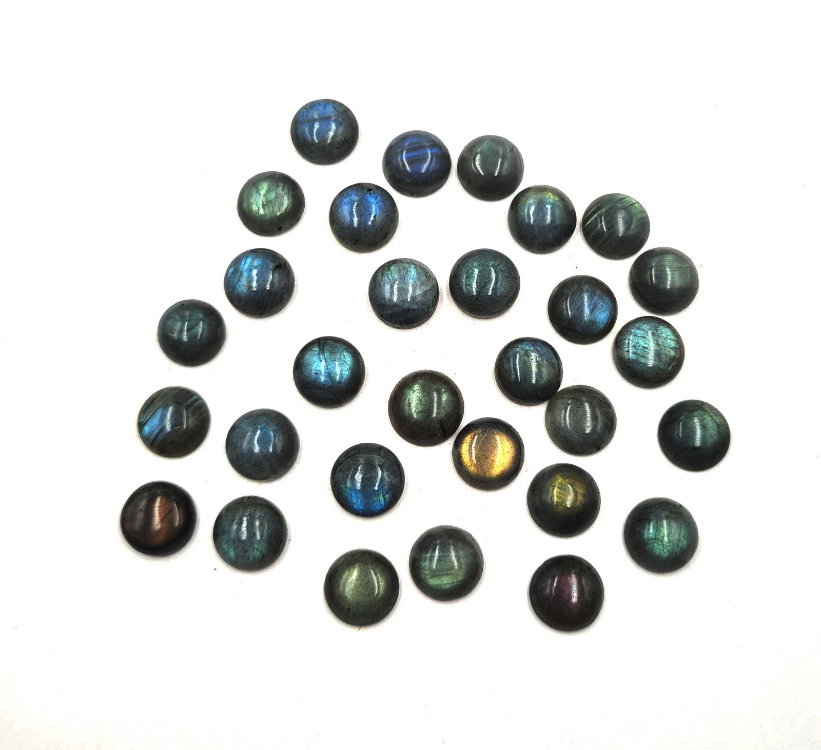 Natural Labradorite Round Cabochon Loose Gemstone Lot 11 Pcs 14 MM 105 CT