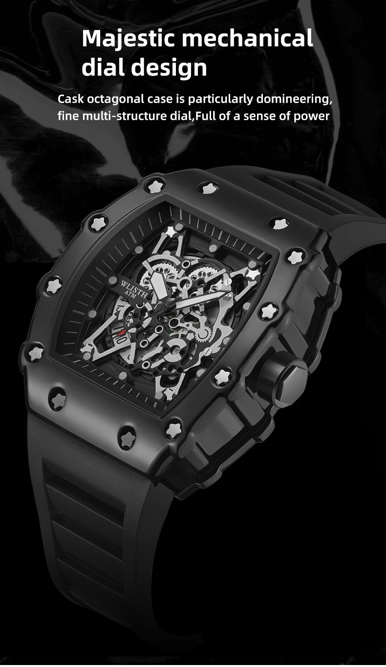 Men’s Quartz Wrist Watch Large Dial Waterproof Sport Luminous Square Analog