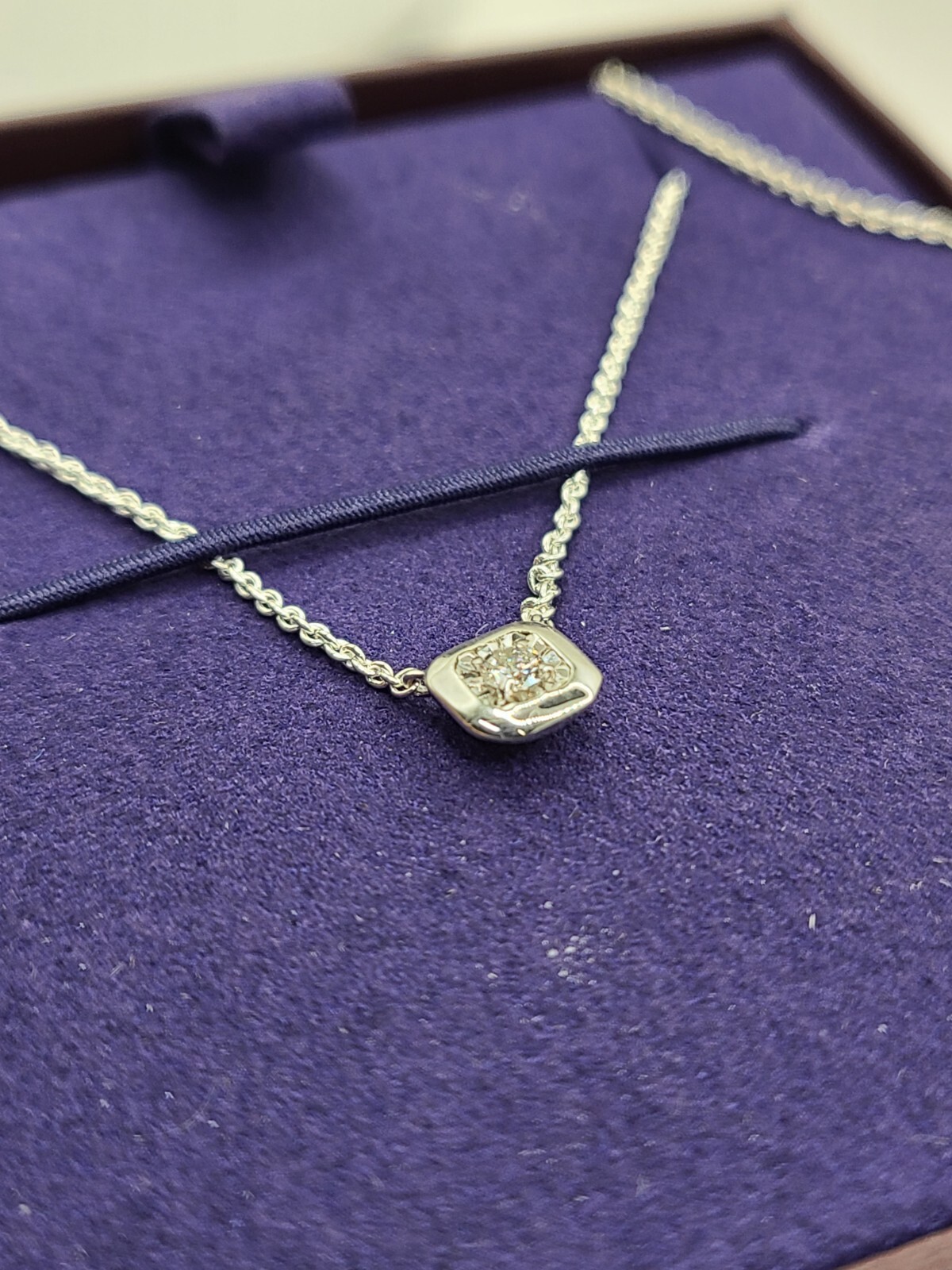 Lab Grown Diamond Solitaire Asscher Chain Necklace Adjustable 41-46cm/16-18″