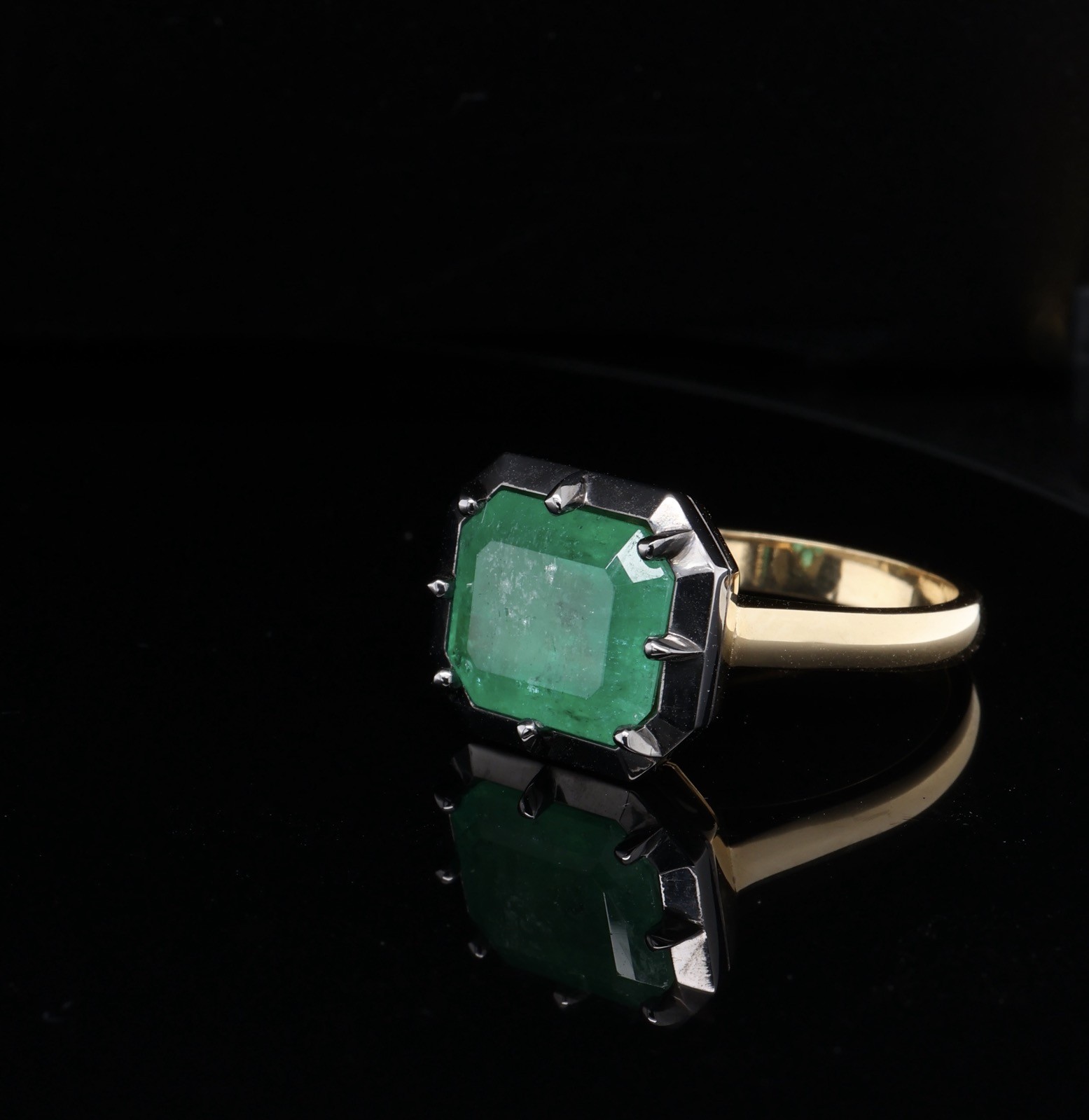 Vintage 5.70ct Emerald 18k Gold Georgian Style Ring size P1/2 Val $29505
