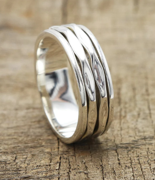 Solid 925 Sterling Silver Spinner Ring Handmade Meditation Women Ring All SR136