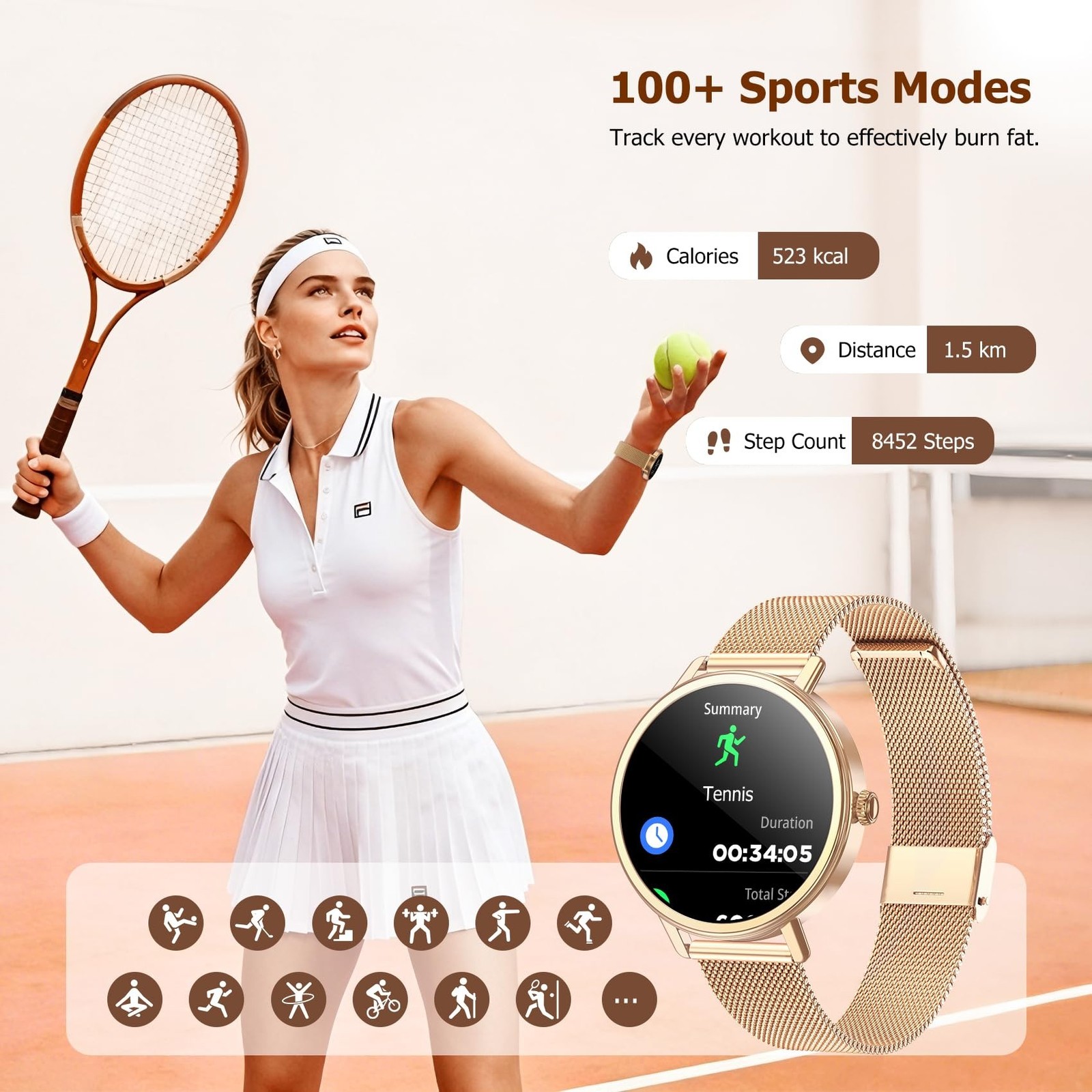 Smart Watch for Women, Answer/Make Call, 1.26″ AMOLED Touchscreen Fitness Tra…