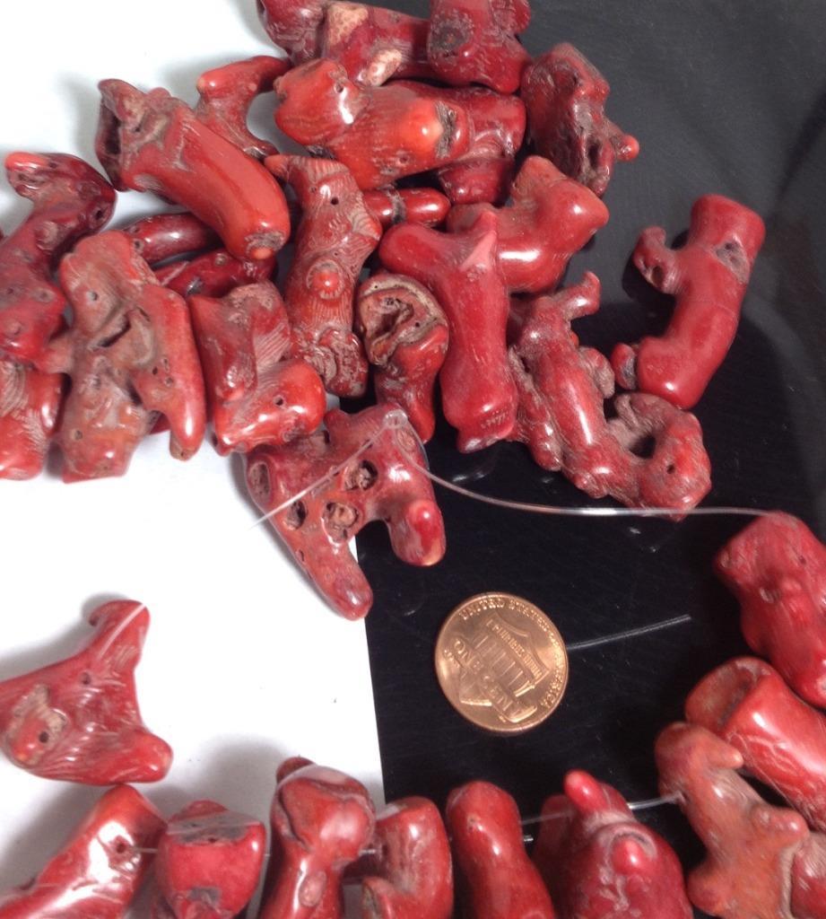 1/2 lbs pre drilled rustic old looking red sea coral nuggets /(T720b-w8)
