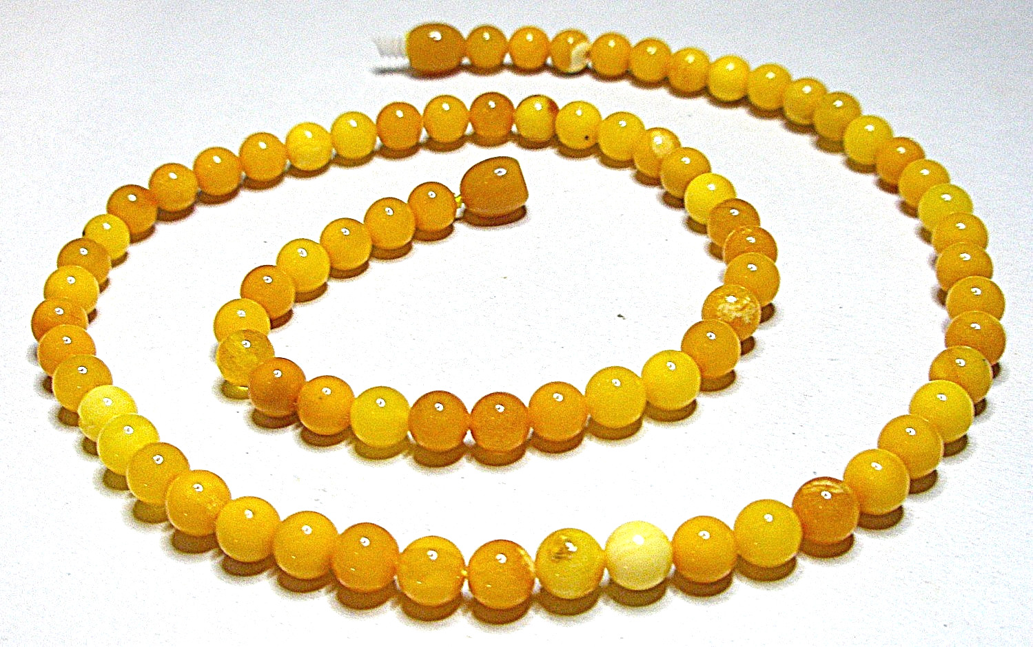 Baltic Amber Necklace Polished Round Beads Egg Yolk Butterscotch 46 cm – 18 inch