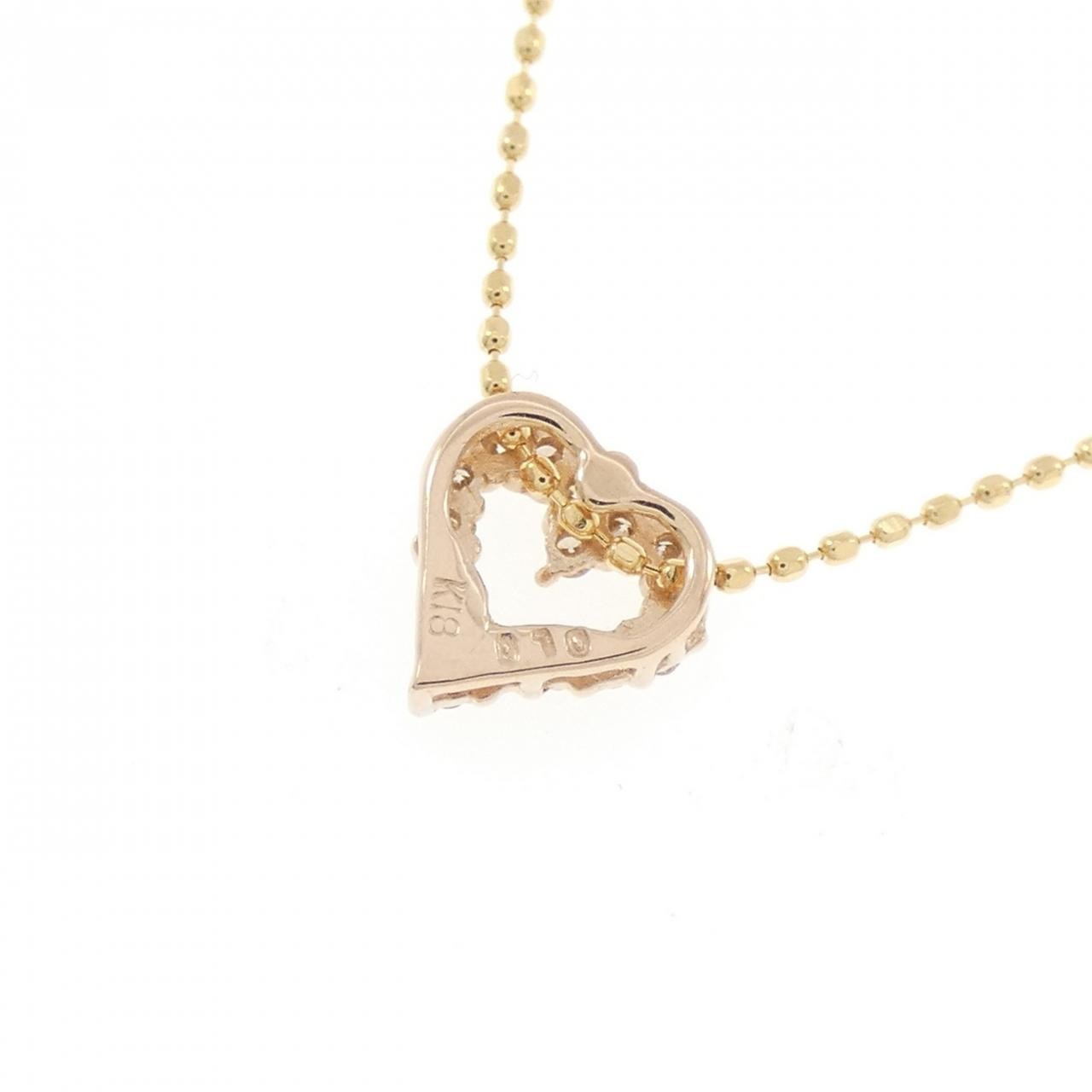 Authentic K18PG/K18YG Heart Diamond Necklace 0.10CT #230-000-648-2922