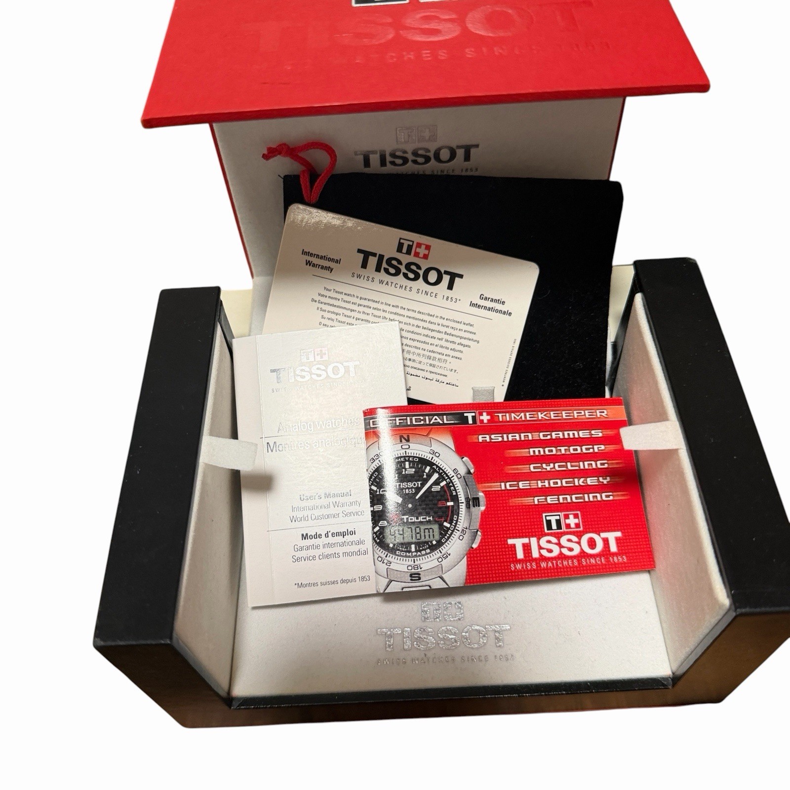 Tissot T-Touch Mens Vintage Watch 38mm Stainless Steel Analog Digital Box Set