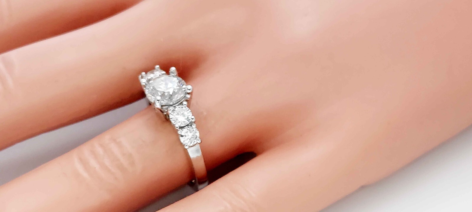 1.90Ct Genuine Natural 5 Round Diamond Engagement Ring In Solid 14K White Gold