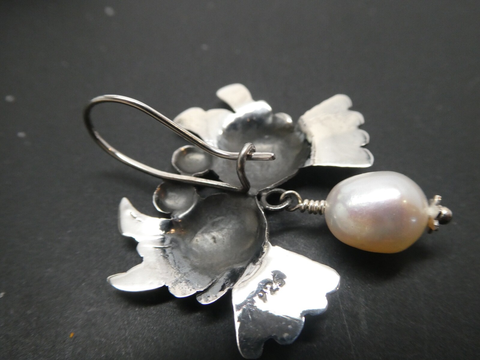 Love Bird Taxco Mexico Sterling Silver 925 & Pearl Frida Kahlo Style Earrings