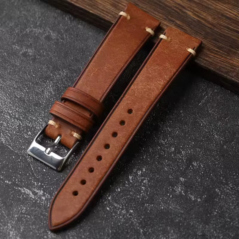 Handmade Italian Pueblo Leather Watch Strap 18-22mm Men’s Vintage Watch Band