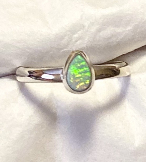 Amazing Natural Australian Opal Ring 925 Sterling Silver Size 8🌹
