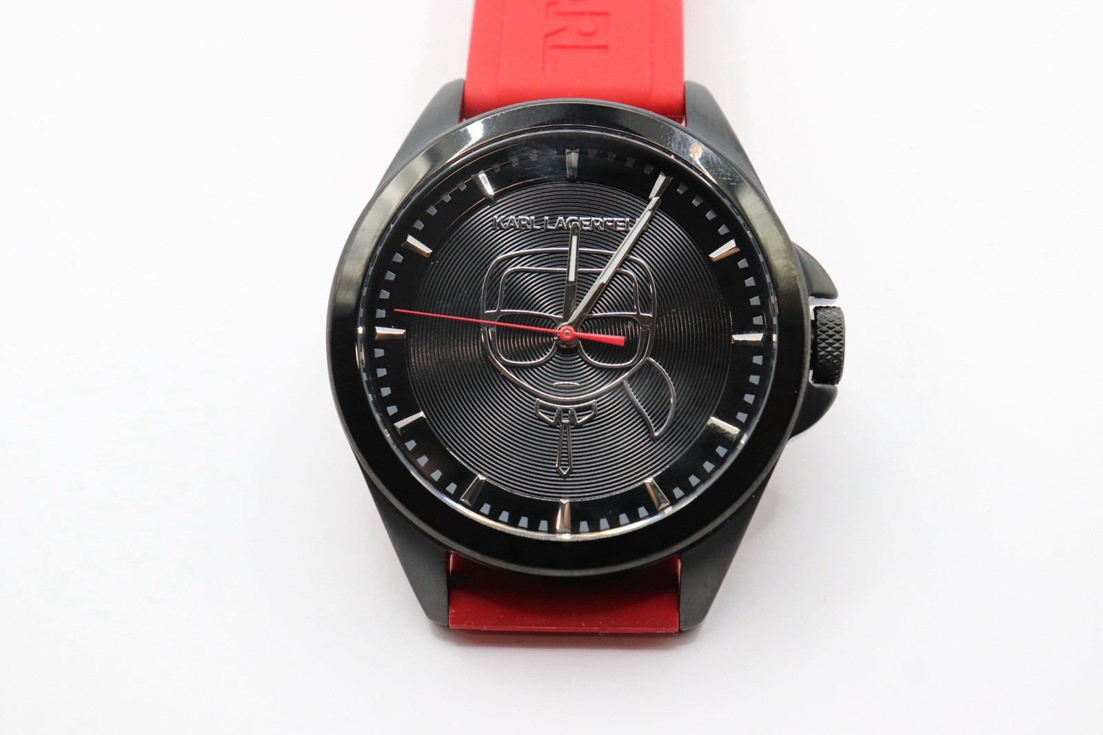 Karl Lagerfeld SI190072 Karl Ikonik Outline Red Silicone Strap Watch NO BOX!