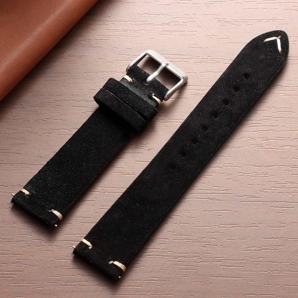 18 19 20 21 22 MM Soft Suede Leather Vintage Strap Watch Band Quick Release USA