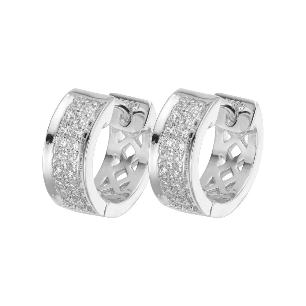 Moissanite Real 925 Silver Hoops Small Huggie Hoop Earrings 12mm Mens Ladies