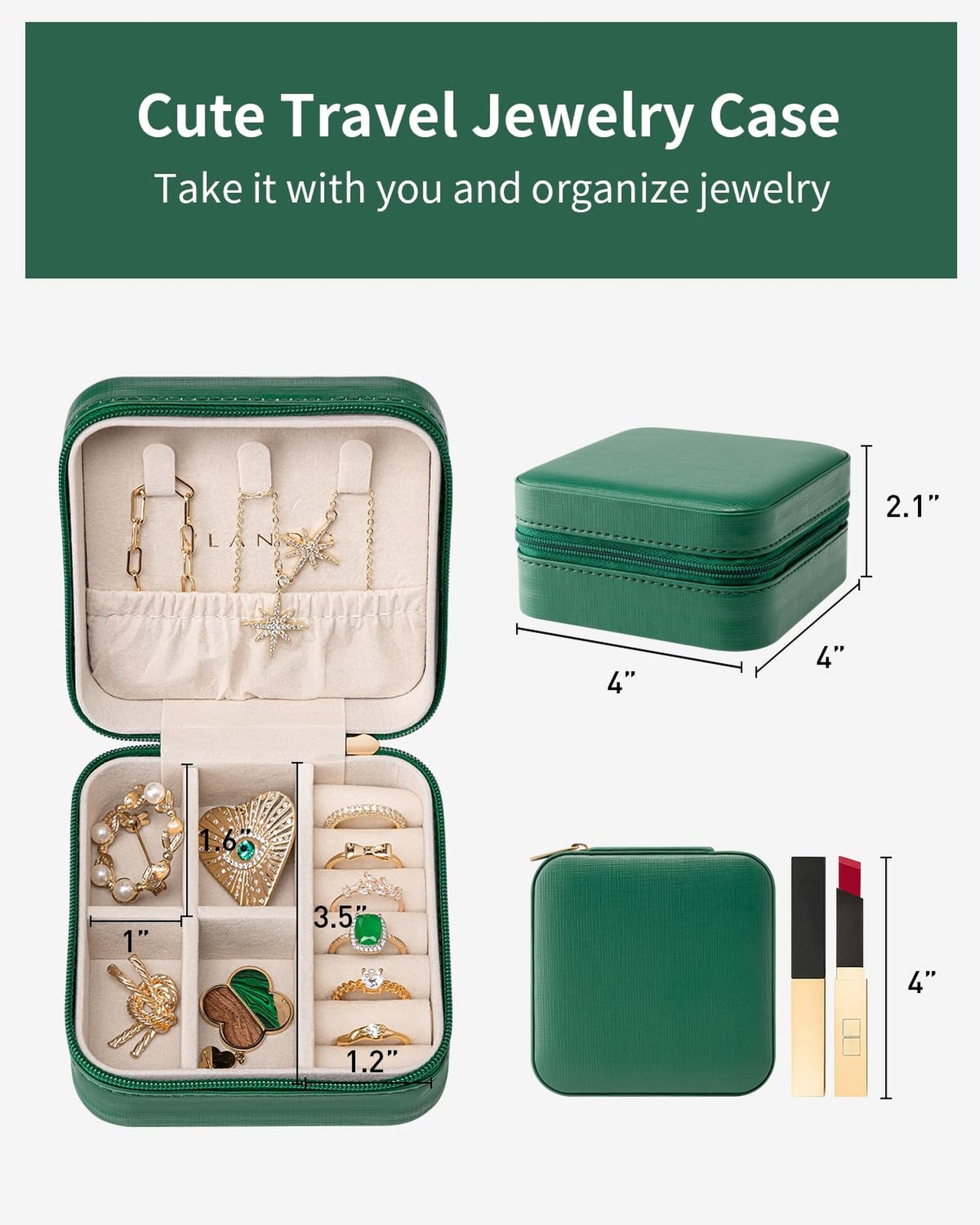 Vlando Small Travel Jewelry Box Organizer – Girls Women Gift Rings Earrings N…