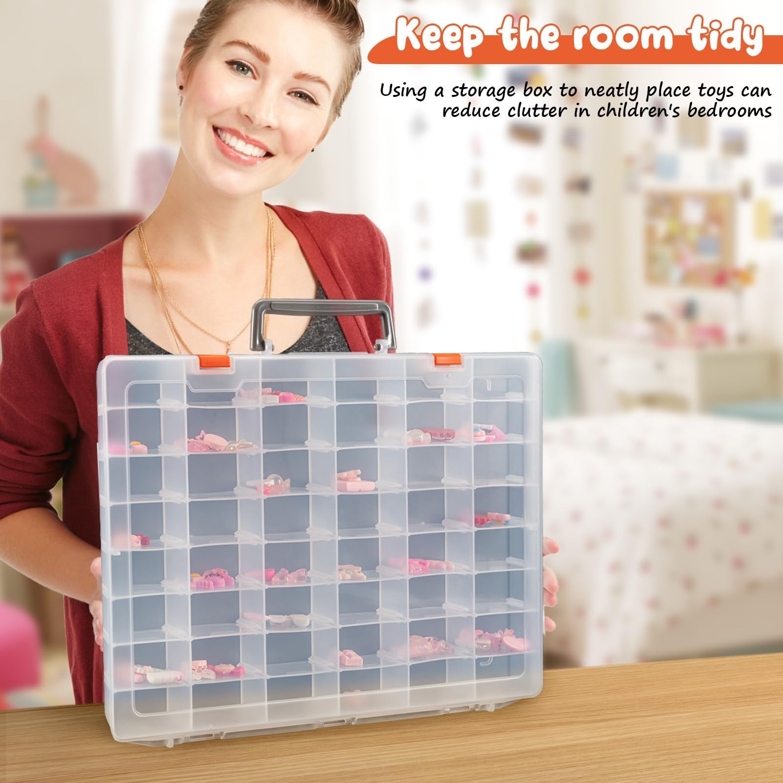 2 Packs Large 48 Grids Clear Plastic Organizer Boxes with Dividers | Adjustab…