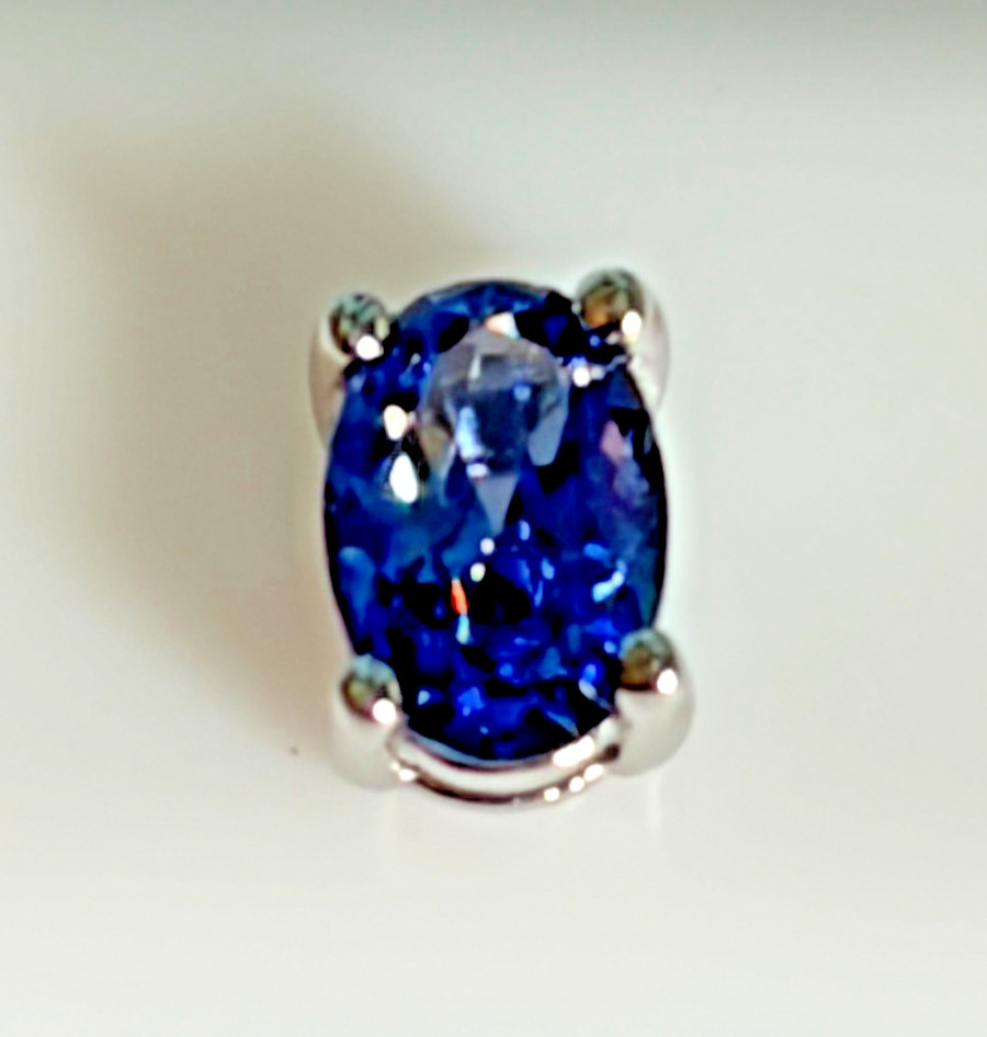 925 Sterling Silver Genuine Facuted Tanzanite Stud Earrings 4mmx6mm, .48ct