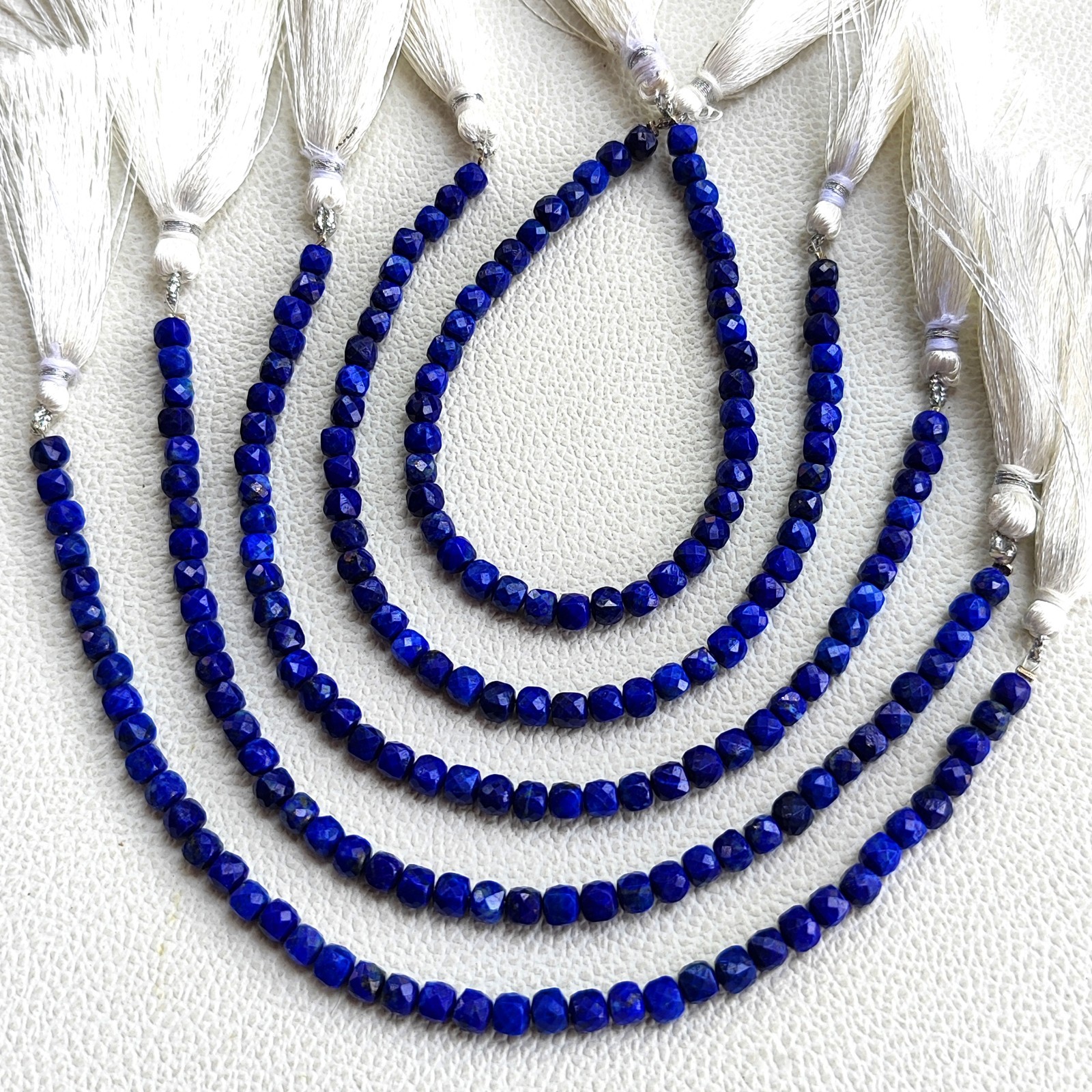 Natural Lapis Lazuli 5mm Faceted Cube Beads 7″ Strand Afghanistan Blue Gemstone