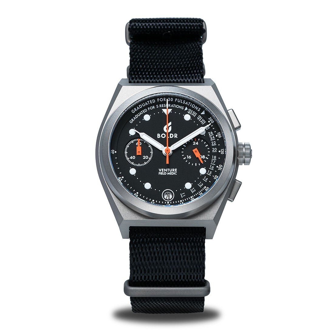BOLDR FIELD MEDIC I Chronograph Mecca-Quartz Titanium Black Fabric Men’s Watch