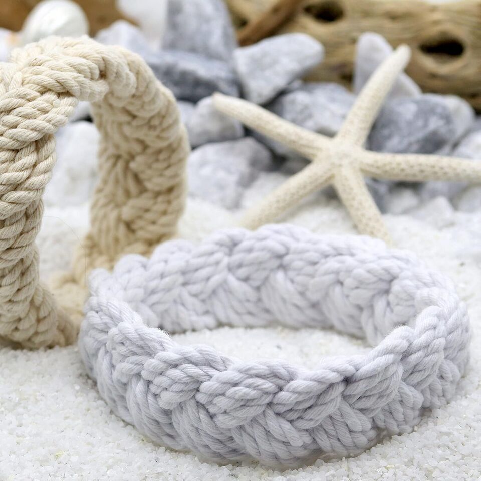 Sailor Knot Rope Bracelet Turks Head White Braided Nautical Beach Cord Bracelets