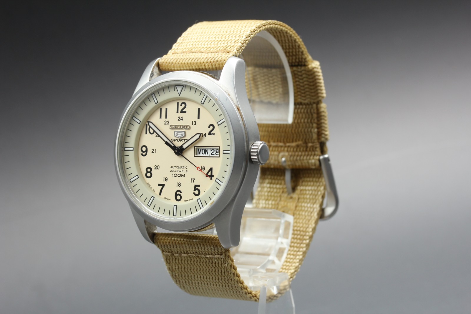 [Near MINT] Seiko 5 Sports 7S36-03J0 Military Beige Men’s AT Watch From JAPAN