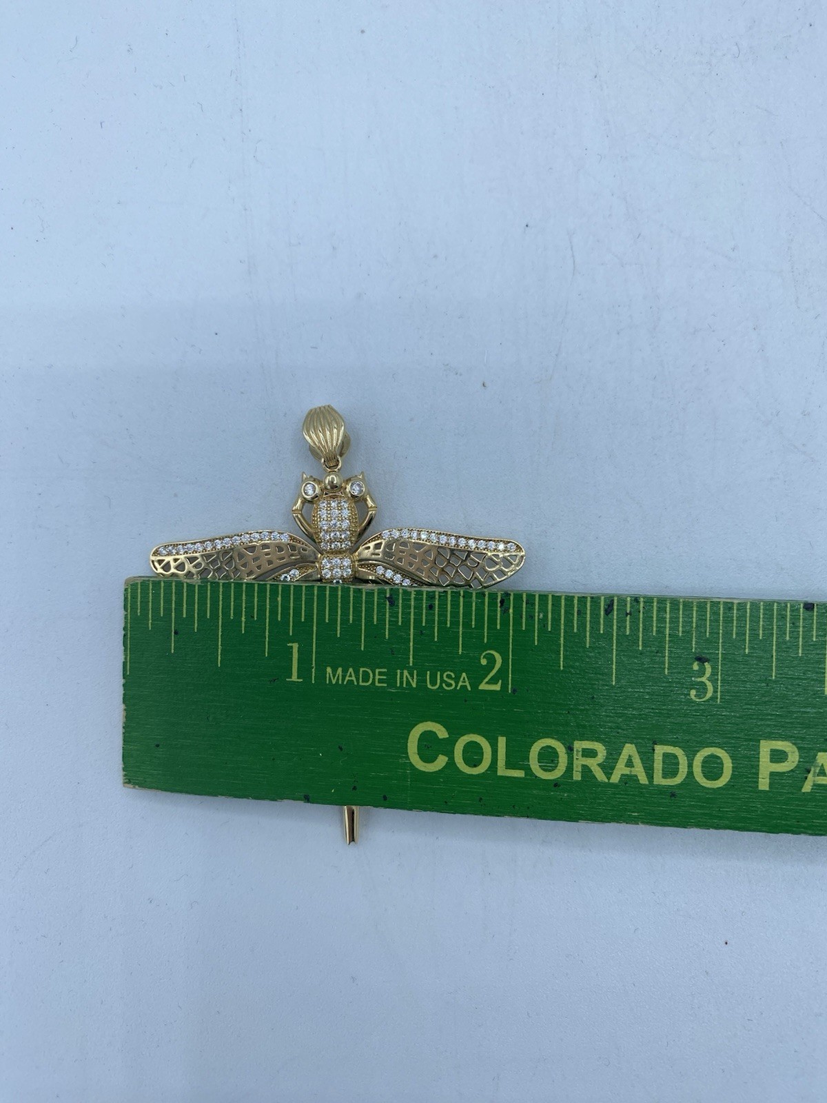 LARGE 14K Yellow Gold Dragonfly Pendant 8.8 Grams Moving Tail