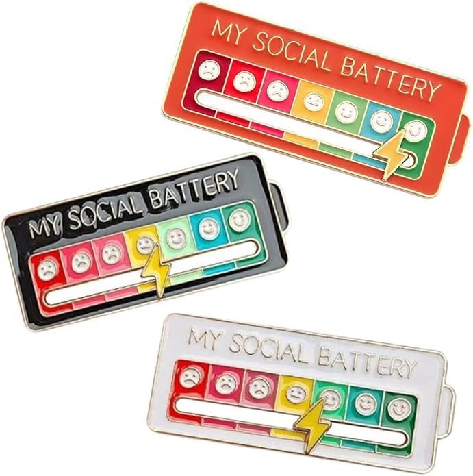 Sliding My Social Battery Enamel Mood Pin for Introverts Extroverts Mood Tracker