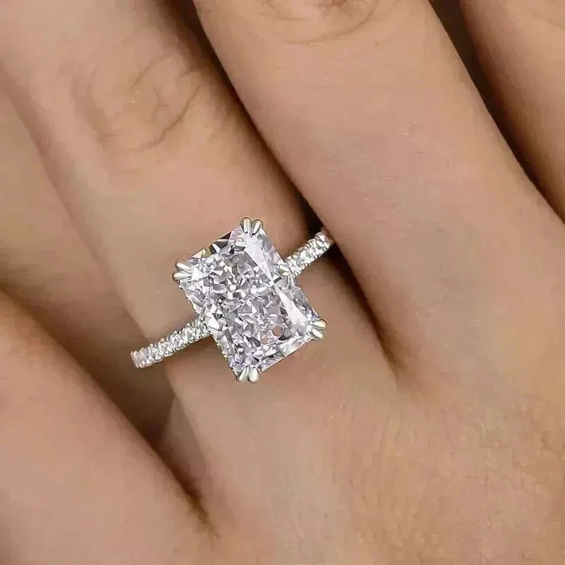 RARE 7.05 Ct Certified Radiant Cut White Diamond Solitaire Ring In 925 Silver