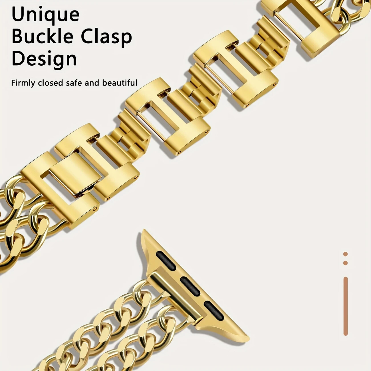 Wide Watch Band Compatible With Apple Watch Band 38mm Gold or Silver Tone