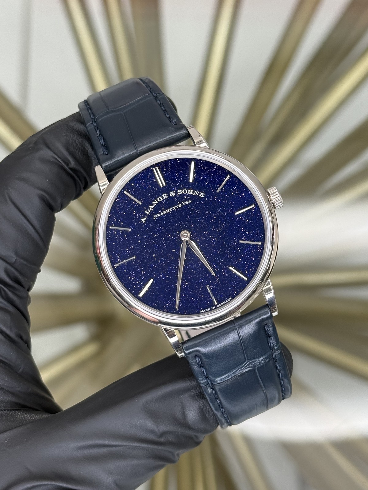 2023 A. Lange & Sohne Saxonia Thin Blue Dial on Leather Strap