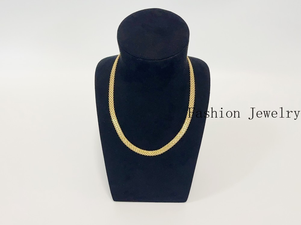 Solid 18K Yellow Gold Vintage Multi Layer Wide Necklace Chain 8mm 22in men/women