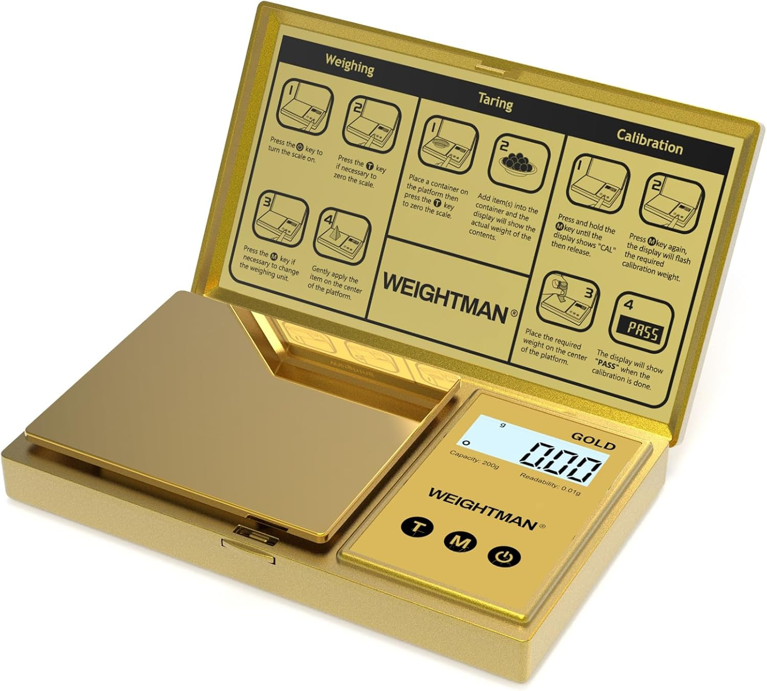 WEIGHTMAN Digital Scale Gram, 200g/0.01g Pocket Gold Titanium