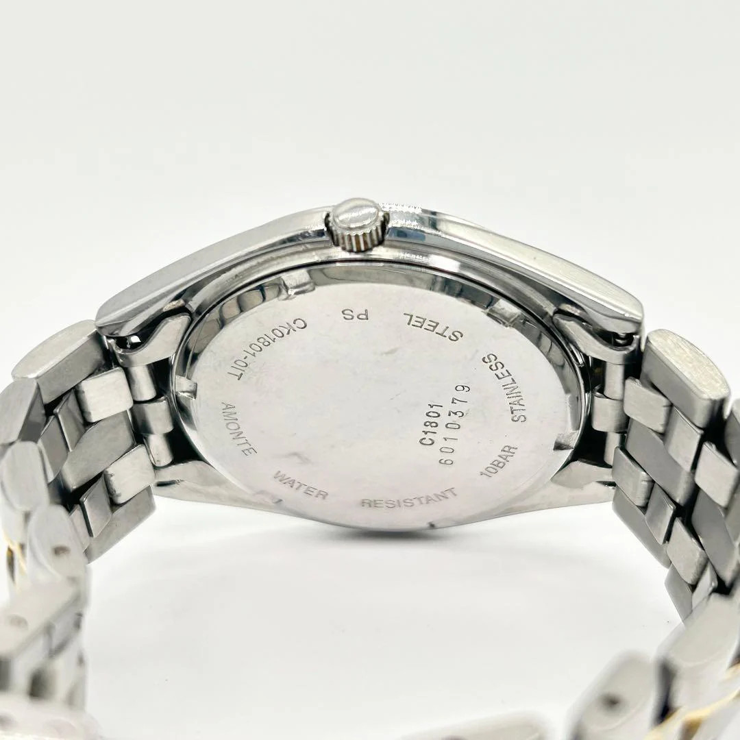 AMONTE Analog Quartz Wristwatch 37mm Silver Stainless Steel Tested Working