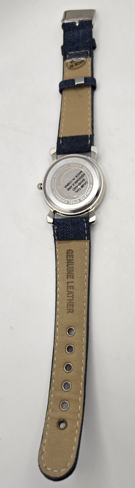 Varsales Women’s Silver Tone Quartz Watch w/Blue Denim Leather Band *WORKS*👖
