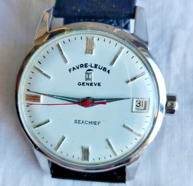 Favre Leuba Geneva Sea Chief White Colour Dial Automatic Wristwatch Vintage