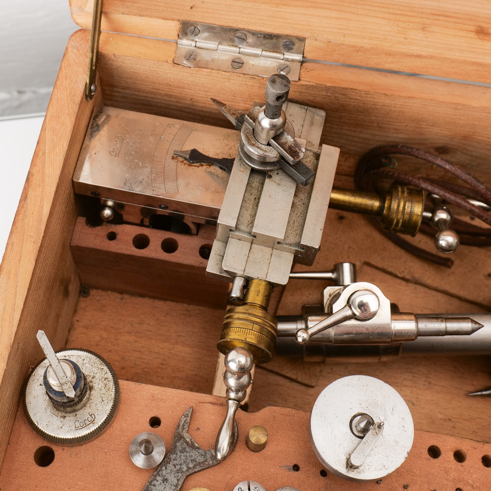 Watchmakers Lorch 8mm Lathe Kit Box Vintage Cross Slide Germany
