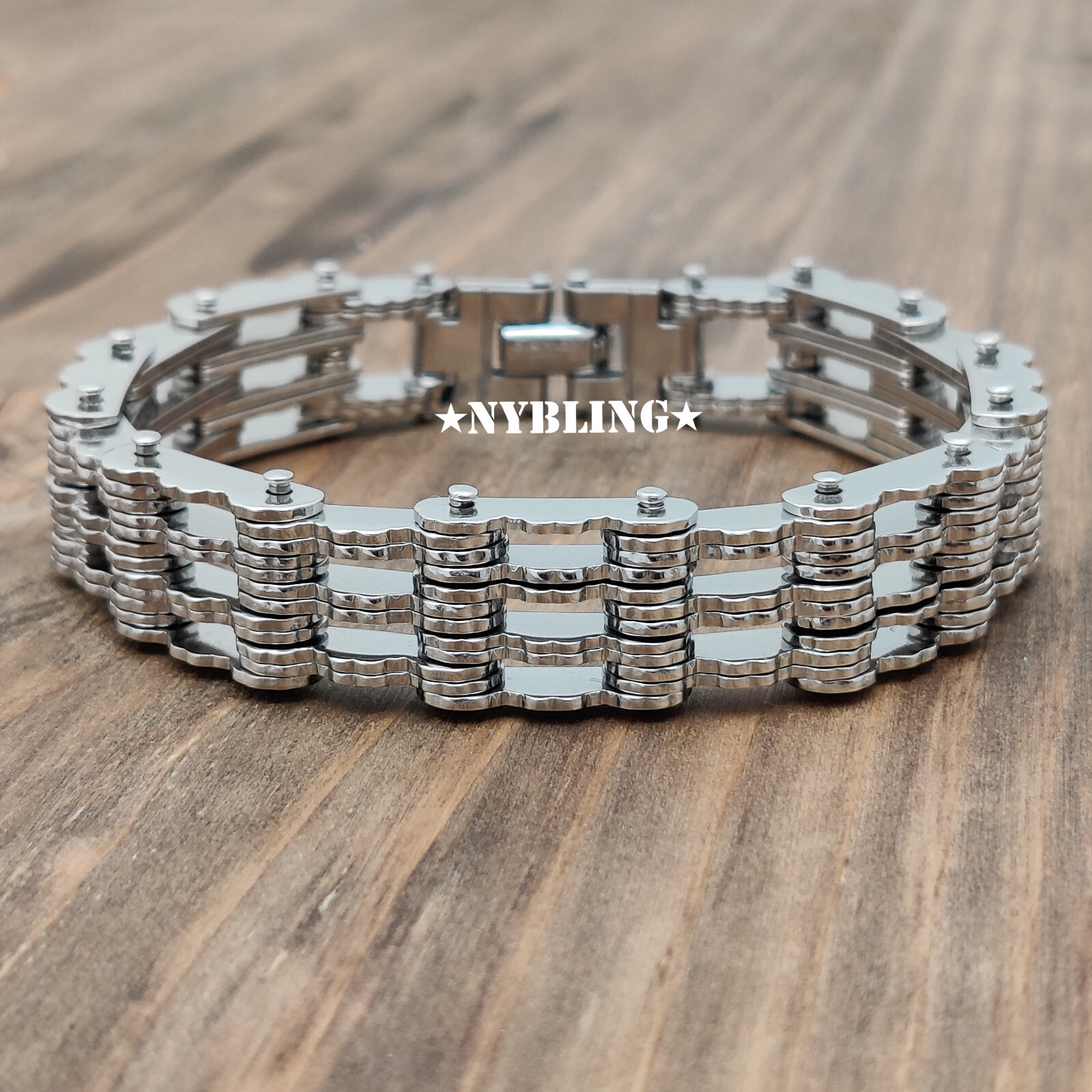 MOTORCYCLE BIKE CHAIN DESIGNER BRACELET 16MM SOLID STAINLESS STEEL Men’s Jewelry