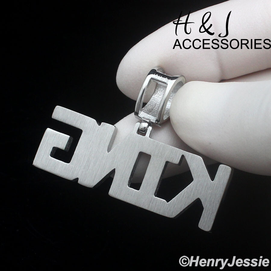 18″-36″MEN Stainless Steel 3mm Silver Box Chain ICY 3D King letter Pendant*AP148
