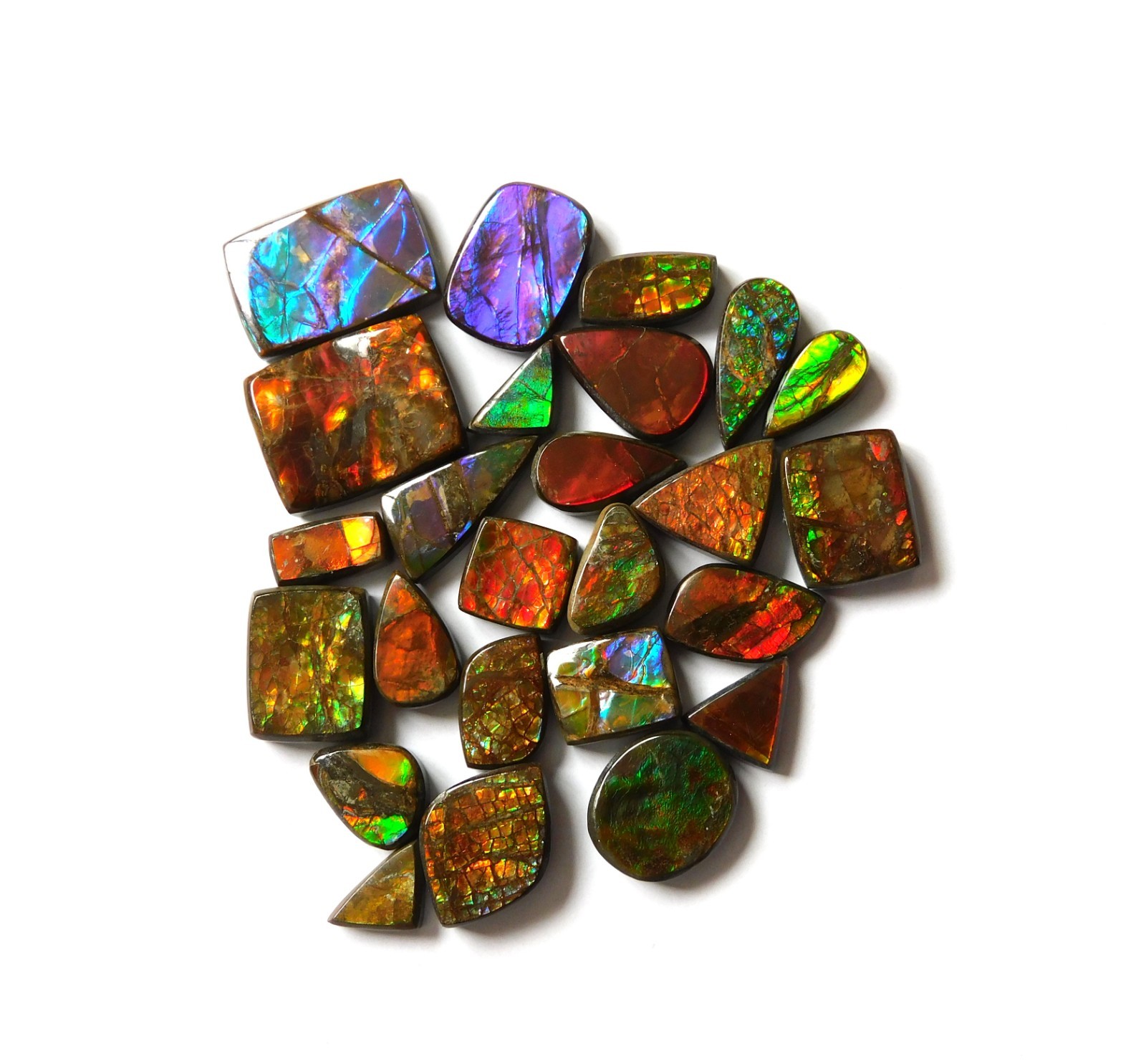 114.75 Cts Natural Ammolite 25 Pcs Lot Loose Cabochon Gemstone CN05