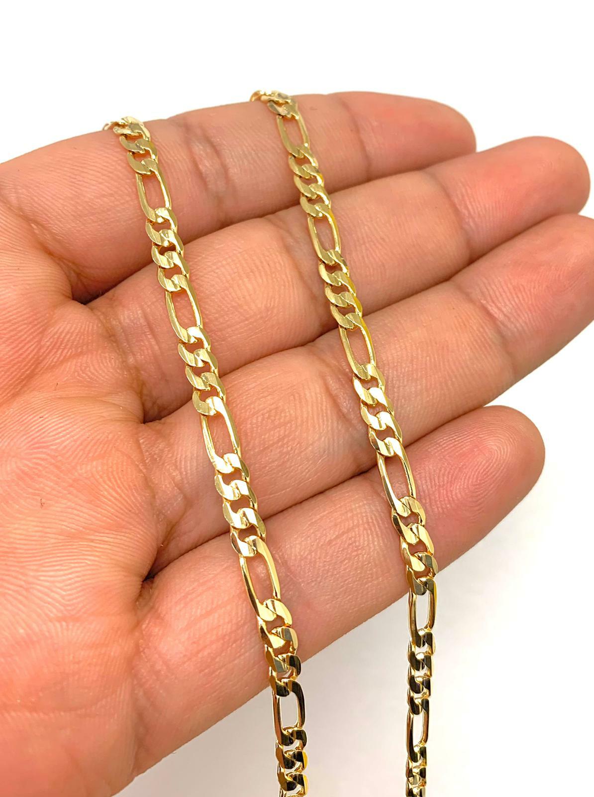 18K Gold Filled Figaro Chain Necklace Mens 24 inch Cadena Figaro Hombre Oro