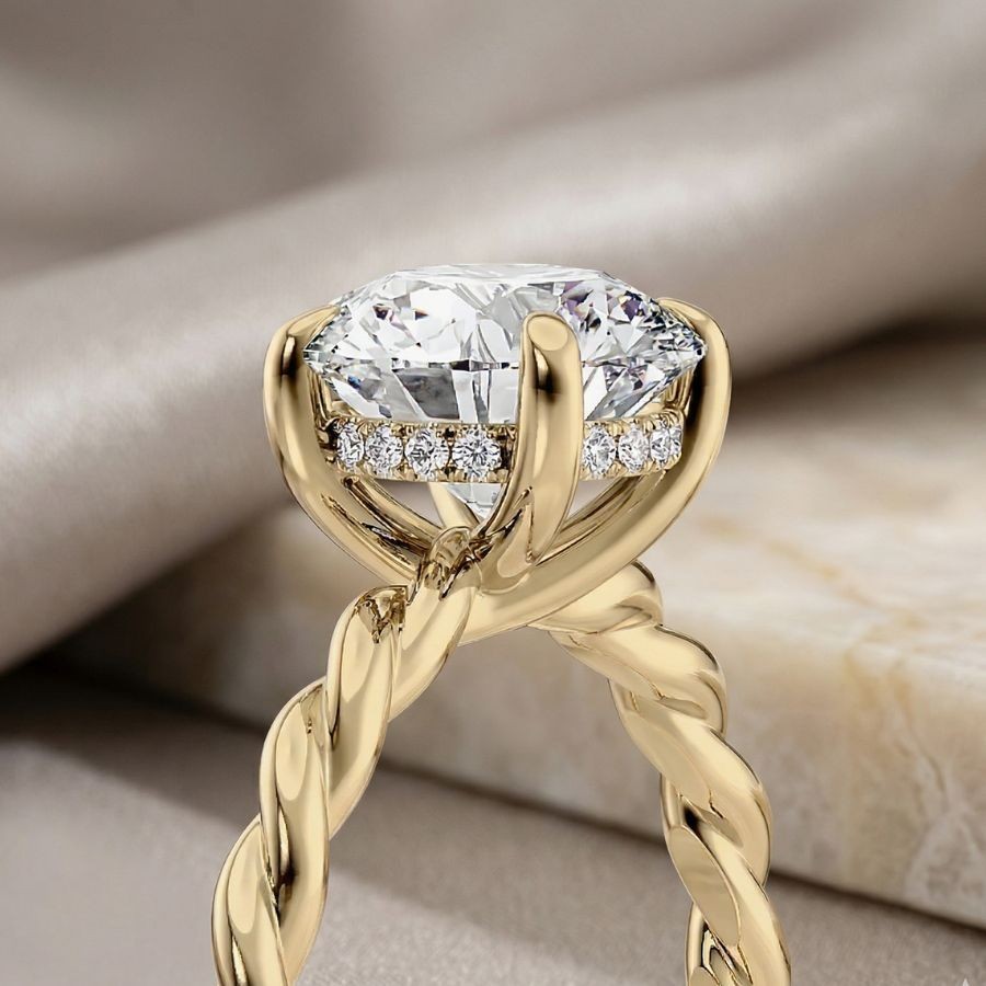 2.00 Ct Round-Cut VS1 Lab Grown Diamond Wedding Engagement Ring 14k Yellow Gold