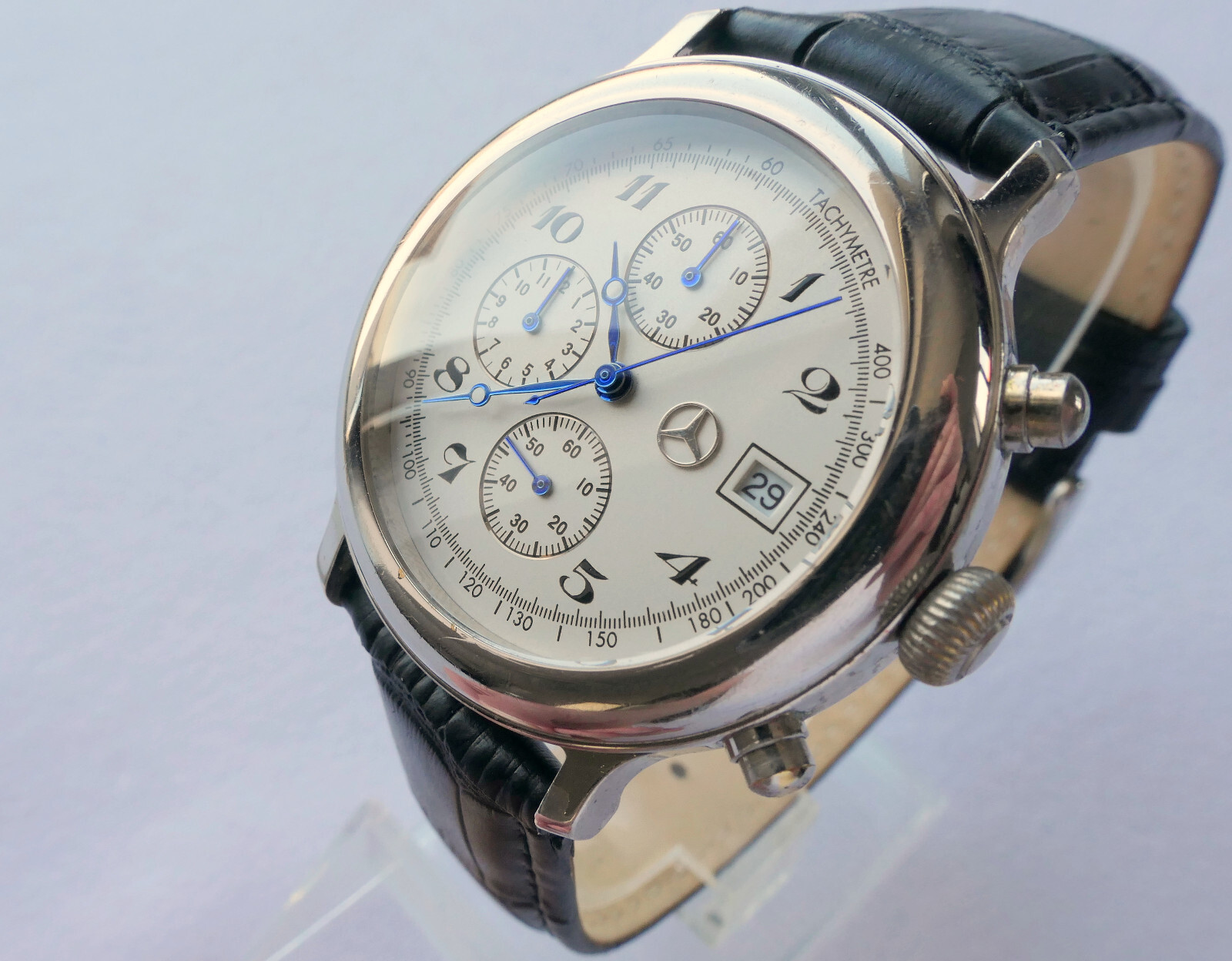 Mercedes Benz Classic 925 Sterling Silver Car Accessory Luxury Chronograph Watch
