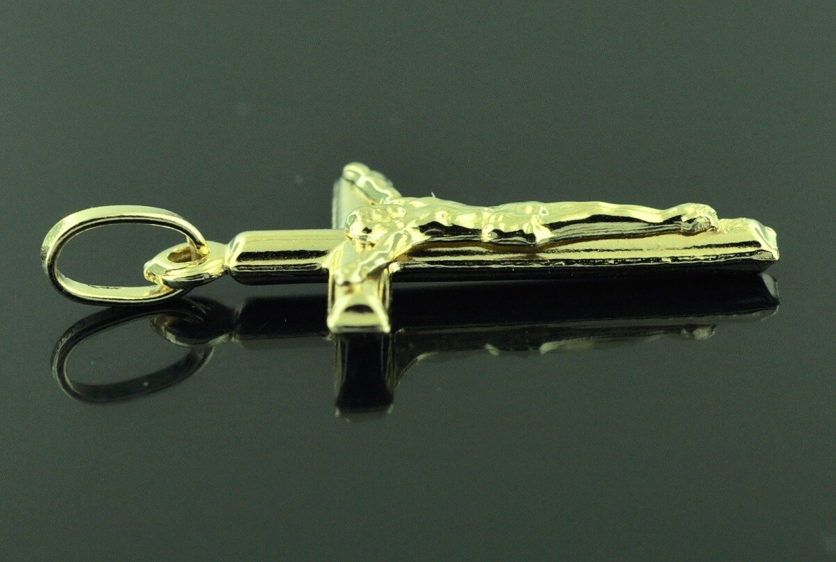 14k solid yellow gold JESUS CHRIST cross pendant #6251 crucifix 1.30gr h3jewel