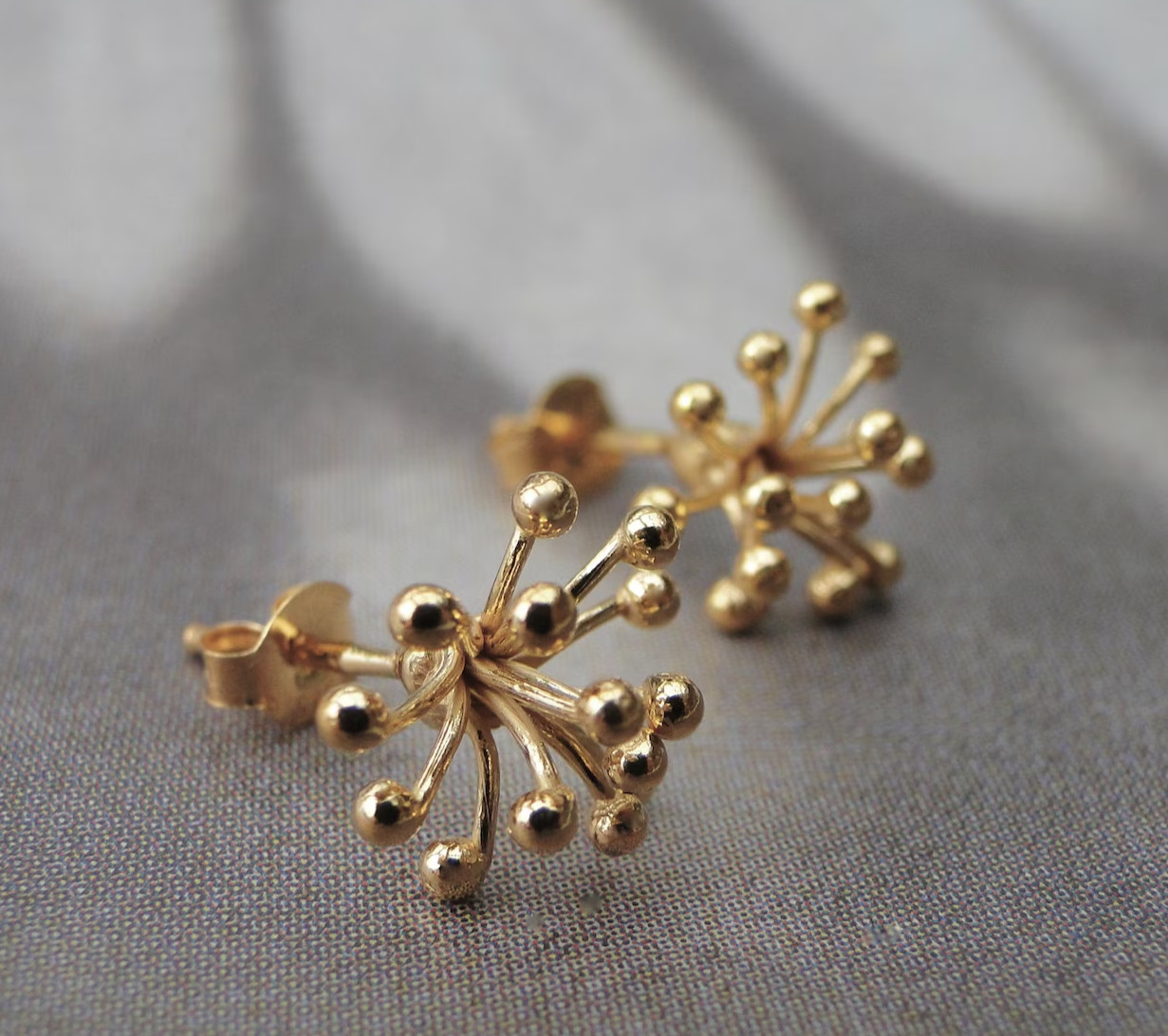 Floral Earrings 9k Solid Yellow Gold Earrings Engagement Gifts Earrings For Her