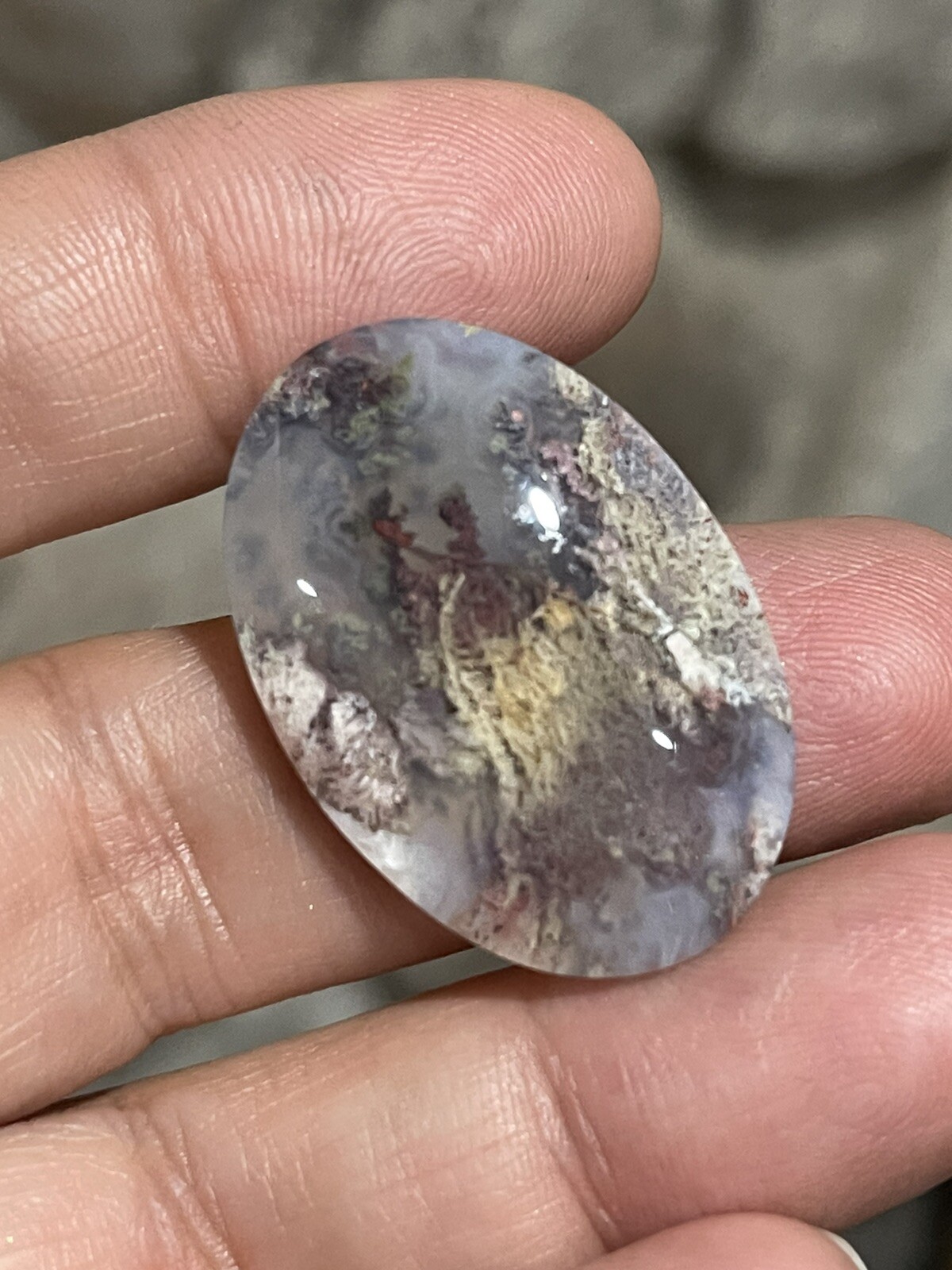 31.75x22x5.5mm Fine Silver Garden Moss Agate Oval Cabochon Loose Picture Stone